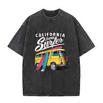 2026 California Super Surfer Van T Shirt Vintage Washed Pink Retro Graphic Tee Unisex Casual Beach Top