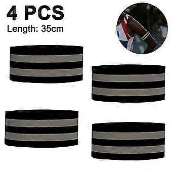 4 Pcs Reflective Bands Reflector Bands for Wrist, Arm, Ankle, Leg, High Visibility Reflective Gear Safety Reflector Tape Straps-Black 26-27