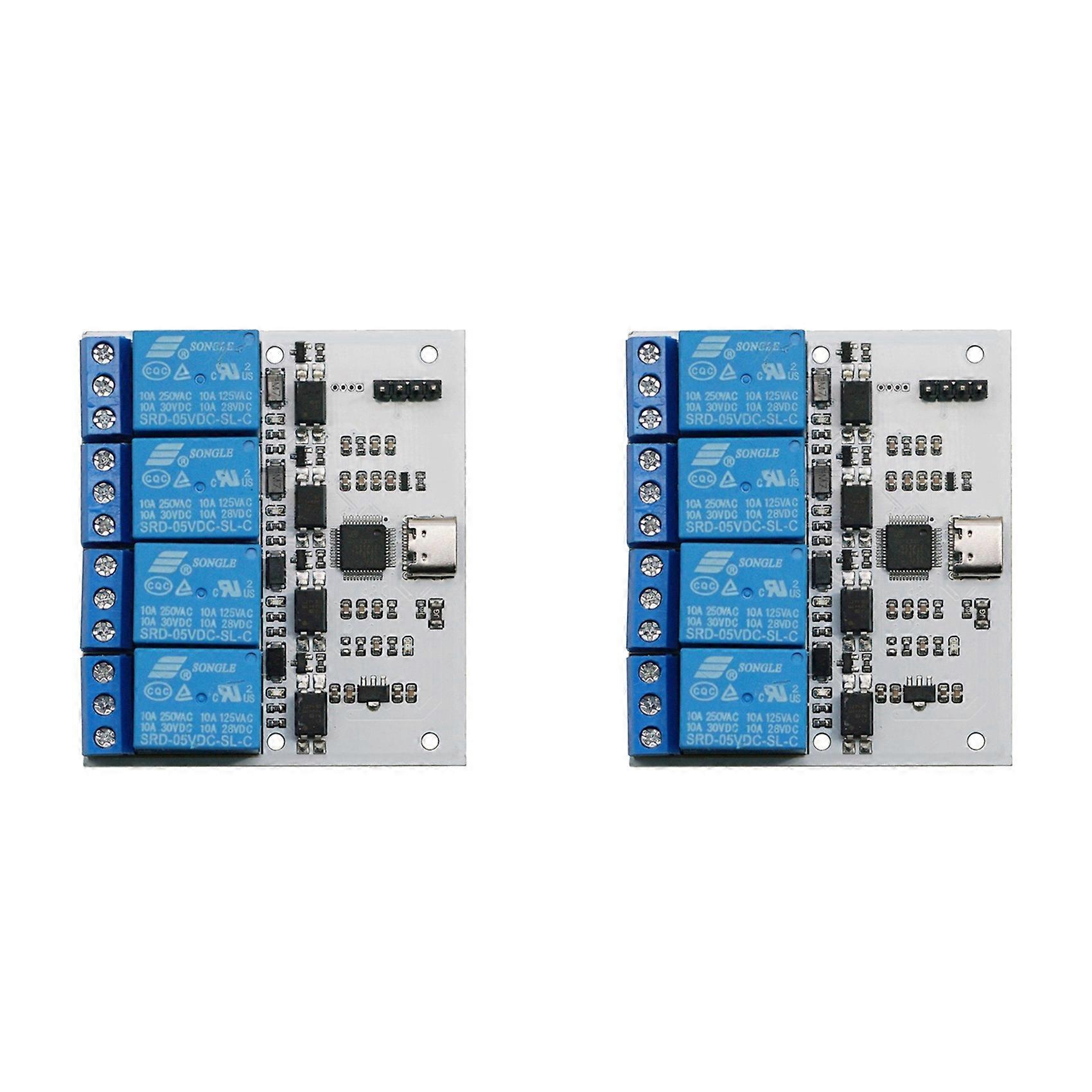 2X Relay Module 4 Channel USB to CH340 Serial Control Relay Module TYPE-C Interface Module DSTUR-T40