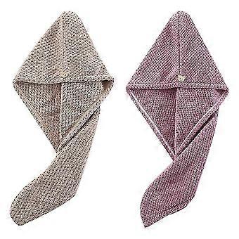 Microvezel haarhanddoekmuts en hoofddoek, absorberende, sneldrogende handdoeken geschikt voor vrouwen, haarturbanmuts set van 2 stuks