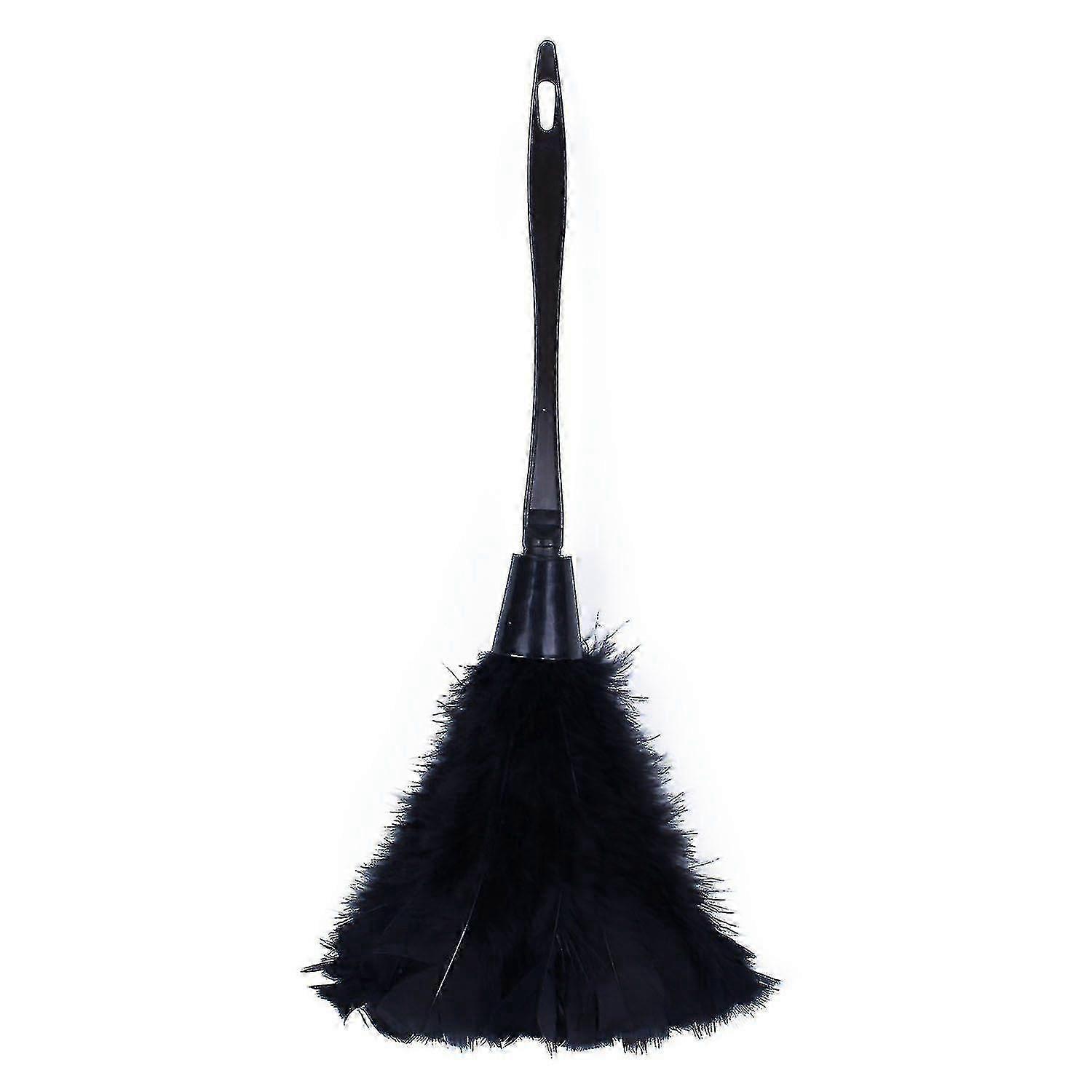 Turkey Feather Duster with Black Plastic Handle 35cm Cleaning Tool