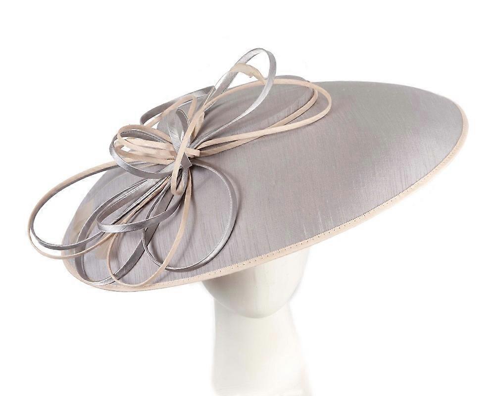 Large silver fascinator hat MASP08