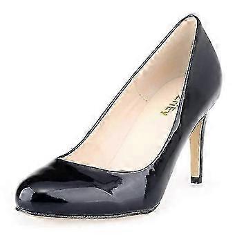 Women Patent Leather Fashion MID High Heels Pointed Corset Work Wedding Court Pumps Shoes