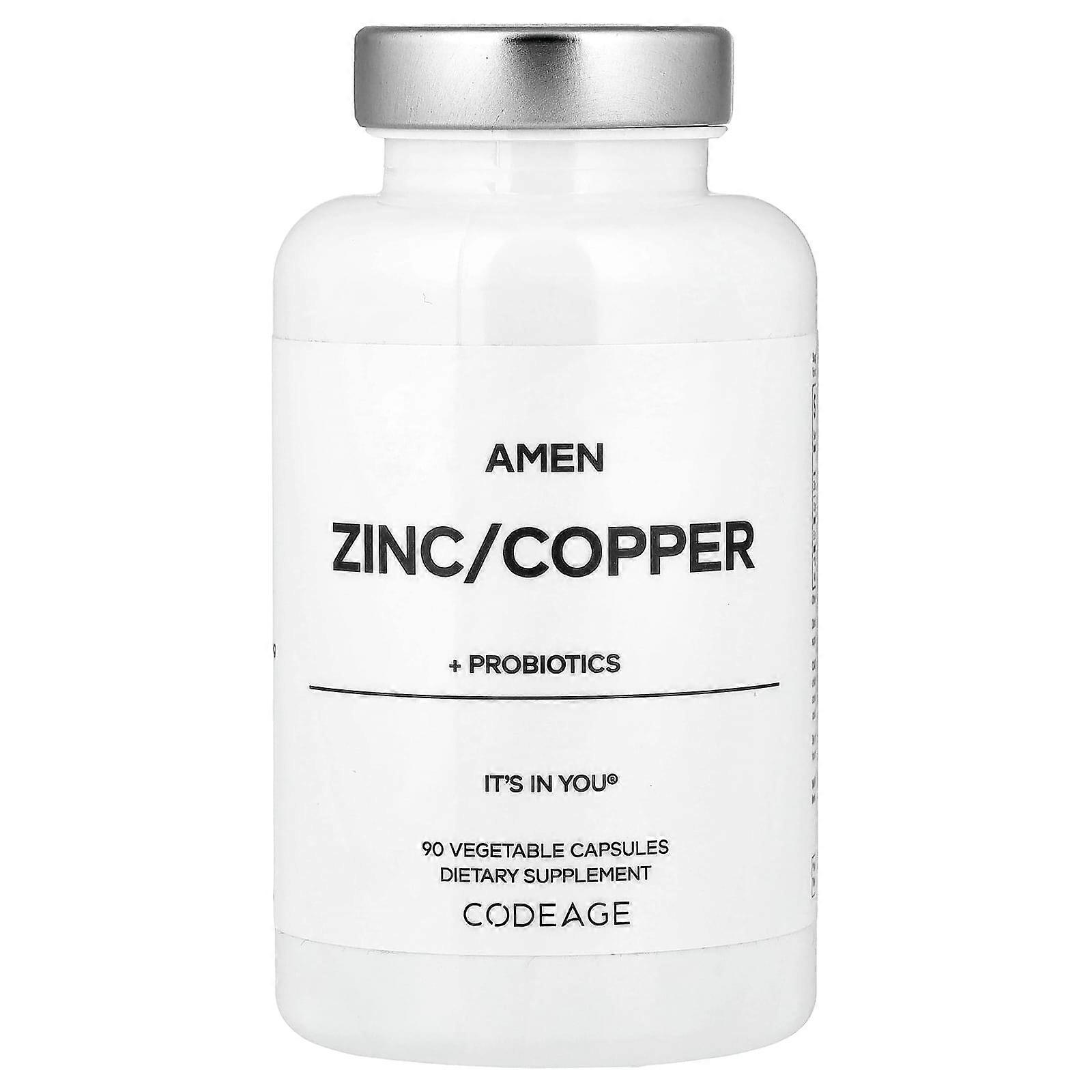 Codeage, Amen, Zinc/Copper + Probiotics, 90 Vegetable Capsules