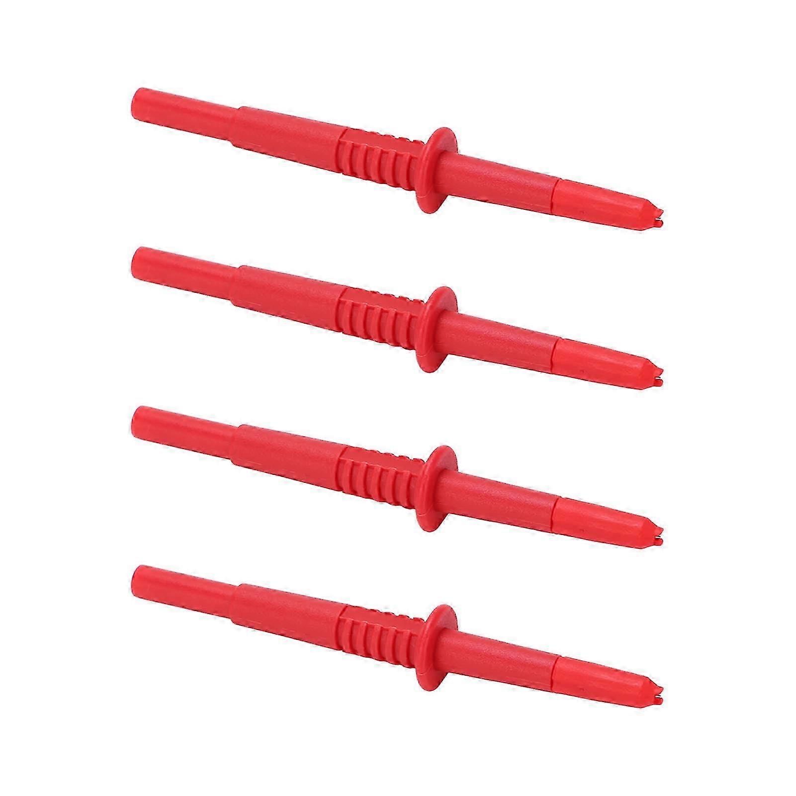 4Pcs Probe Pin 4mm Banana Socket Insulation Wire Piercing Probes compatible with Electrical TestingRed