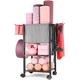 Porta tappetini da yoga e struttura per attrezzature fitness - Capacità massima: 45 kg - Dimensioni: 80x30,5x38 cm - Struttura in gomma - Adatto per uso domestico e in palestra.