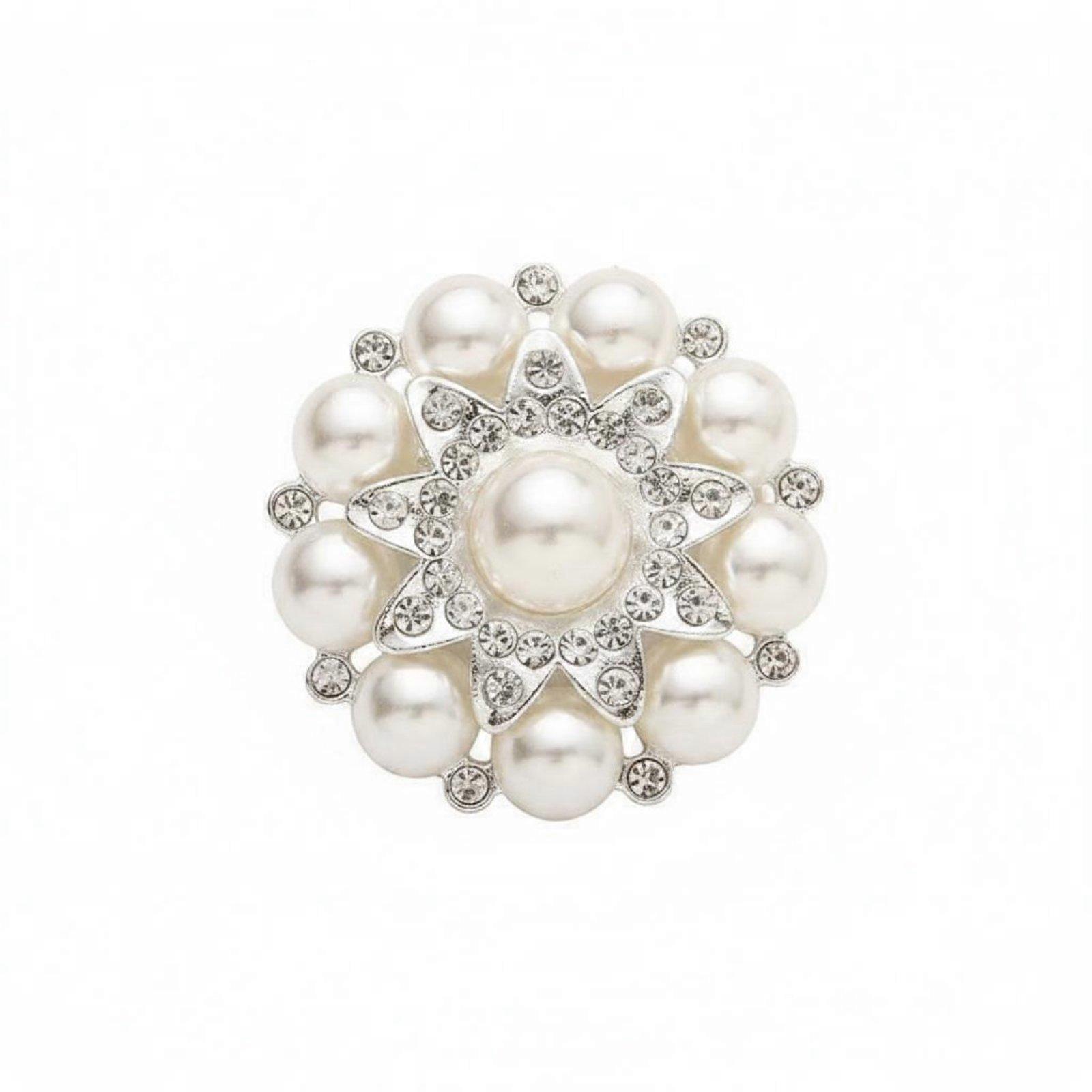 Pearl Rhinestone Flower Button Elegant Style Diamond Bud Button Korean