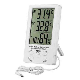 Digital Hygrometer Thermometer, LCD Thermometer with Probe(White)-bj