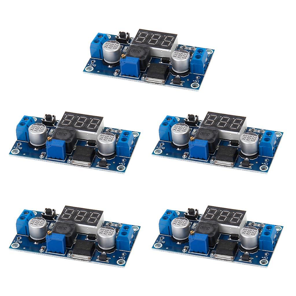 5 Pieces Adjustable Step-down DC-DC Power Module with Voltmeter Display