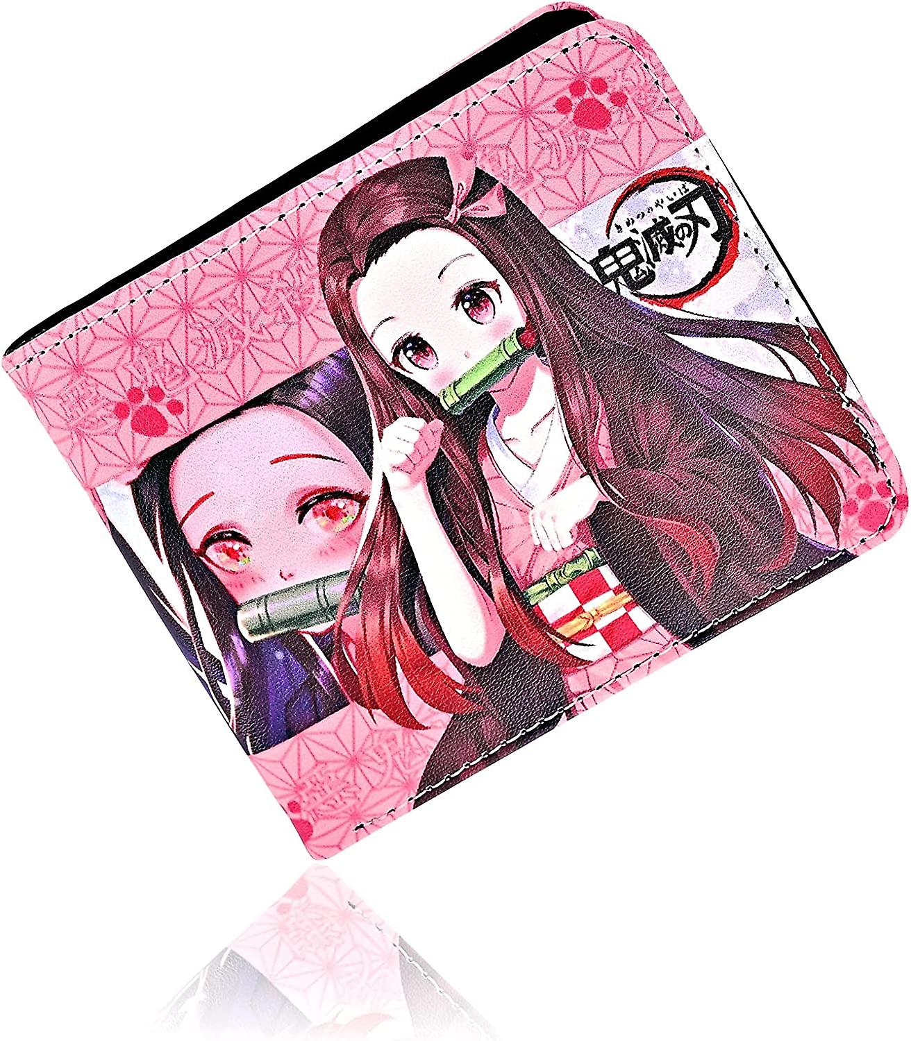 Anime Demon Slayer Kamado Nezuko Wallets Artificial Leather Slim Bi-fold Wallet Multi Purpose Wallet
