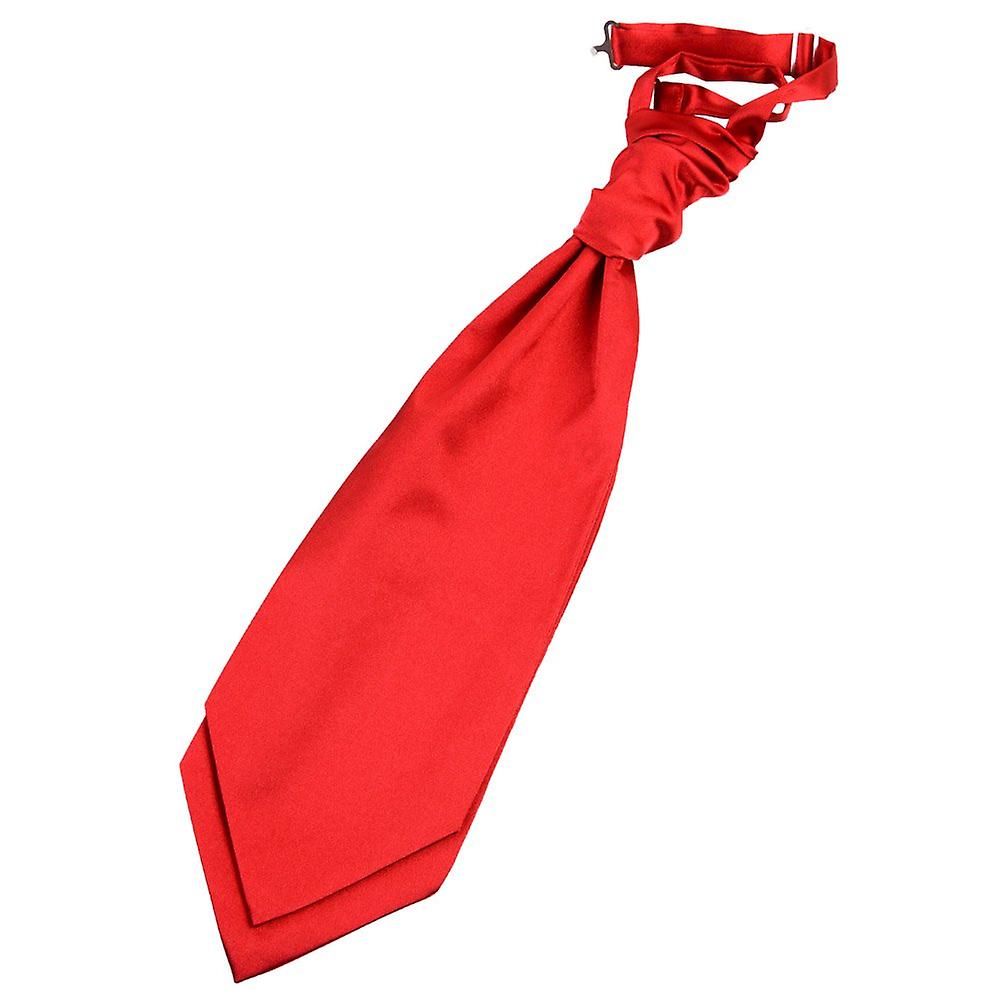 Red Plain Satin Pre-Tied Wedding Cravat