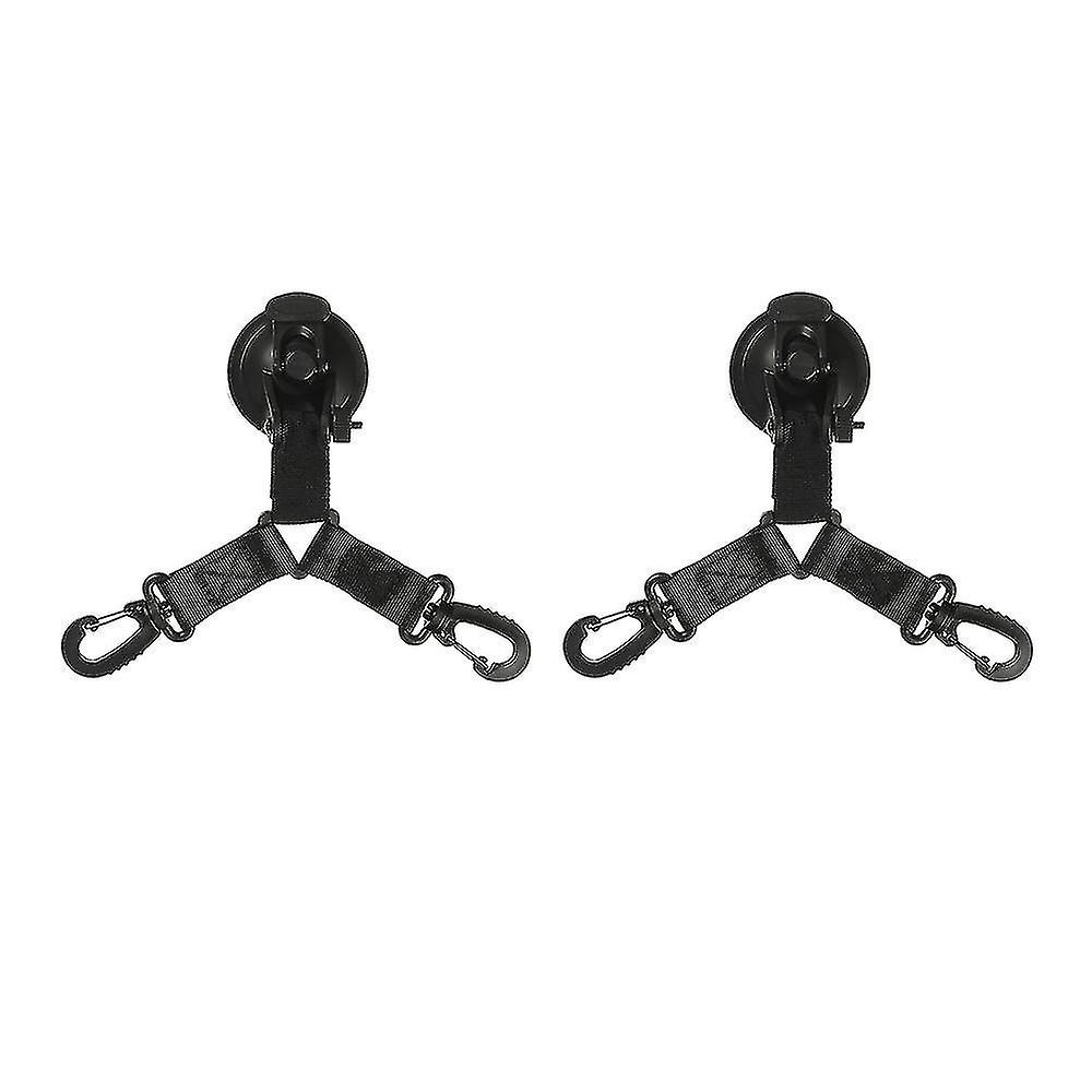 2 Pack Double Hooks Suction Cup Anchor With Securing Hook Black