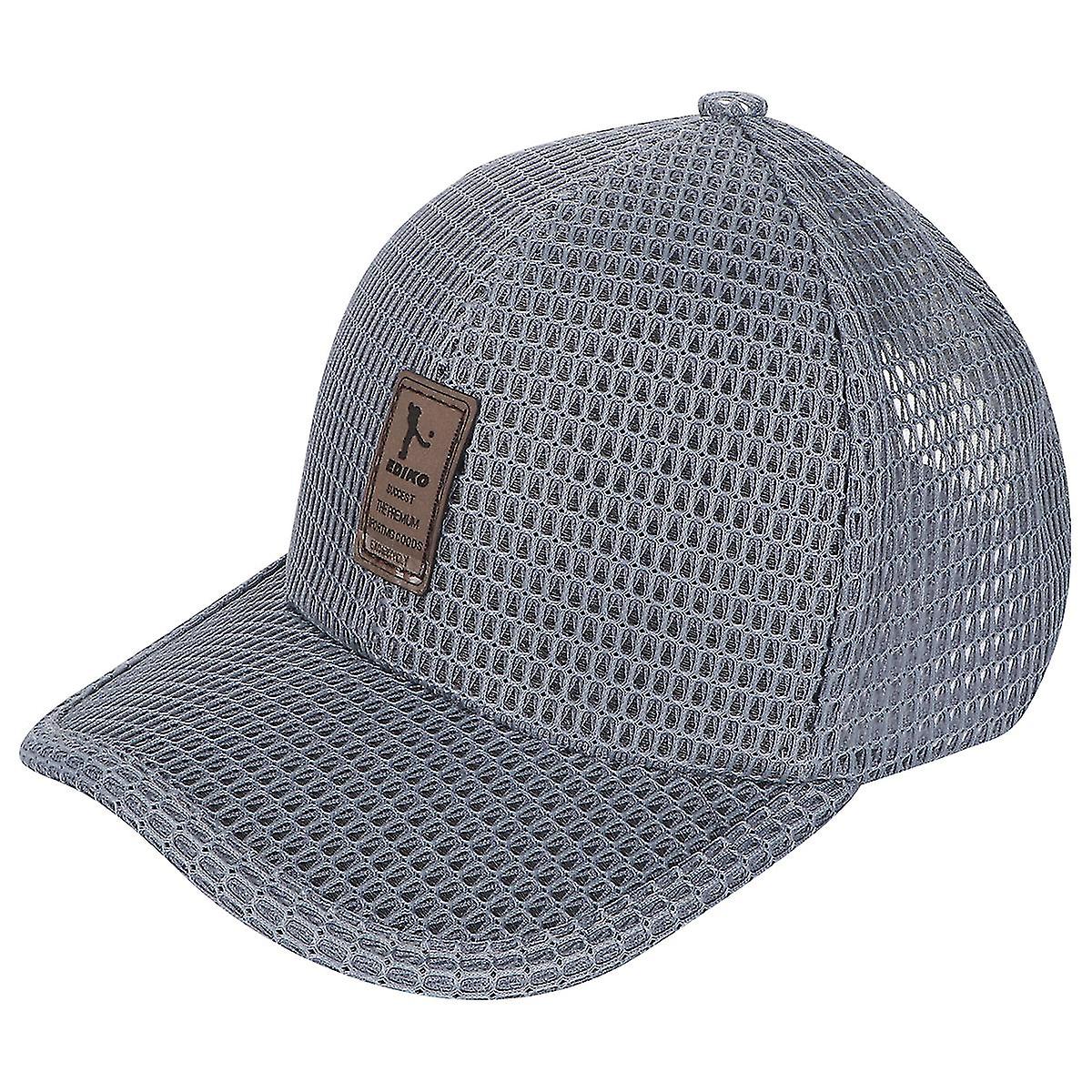 Quick-dry Mesh Peaked Solid Color Baseball Adjustable Breathable Cooling Sun Block Hat For Outdoor Autumn Travel (grey)