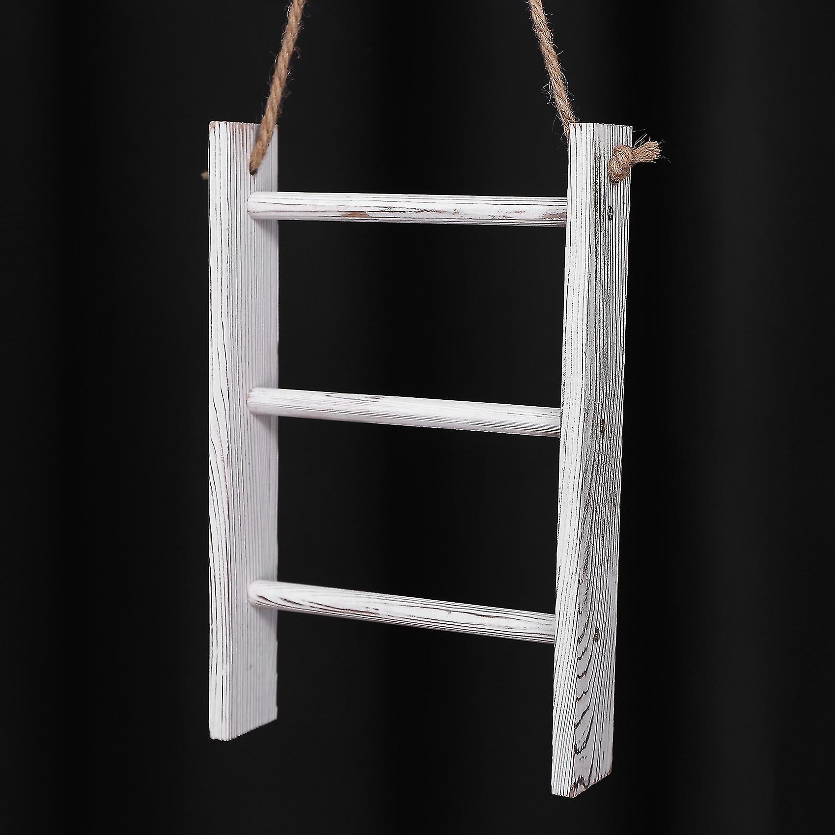 Relaxdays Porte-serviettes échelle, bois et métal, 4 barreaux
