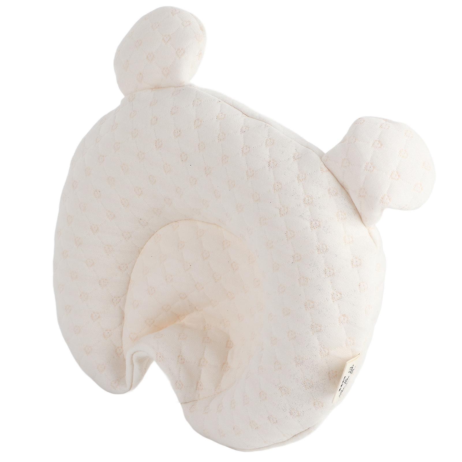 Travesseiro de Bebê Cabeça de Látex Modelador de Travesseiro de Dormir de Bebê com Capa Lavável para 0 a 12 Meses Padrão de Urso Branco para Bebê 
