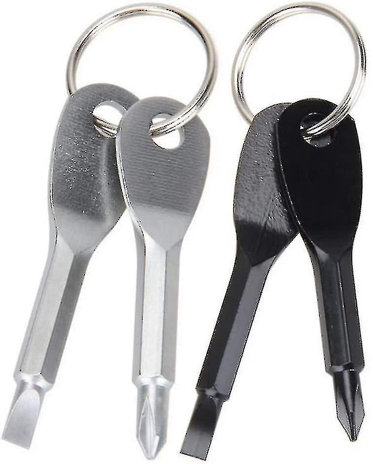 2 Pieces Pocket Screwdriver Keychain Portable Outdoor Screwdriver Tool Stainless