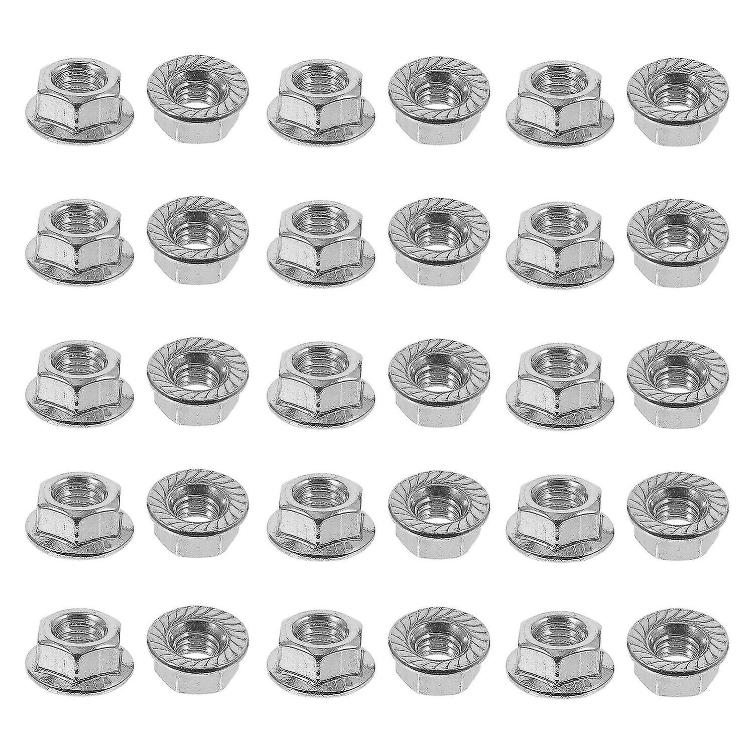 50pcs Hex Lock Nuts Metric Flange Nut Stainless Hex Nut
