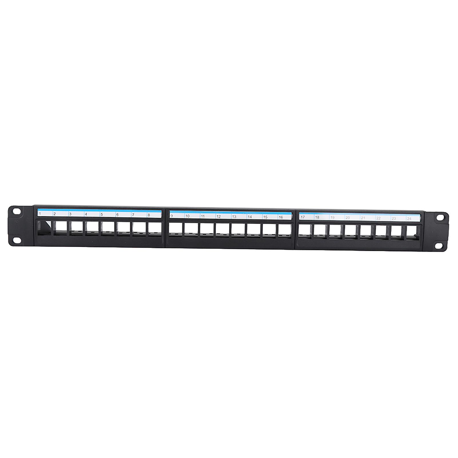 19 Inch 24 Port Mountable CAT6 Data Patch Panel Steel Rack Black