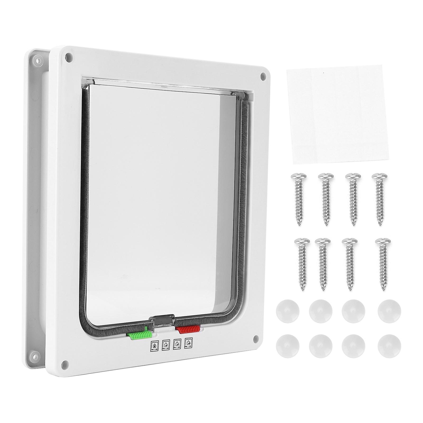 Pet Door with Multiple Lock Modes, 25x5.2x27.6cm, Plastic Gate