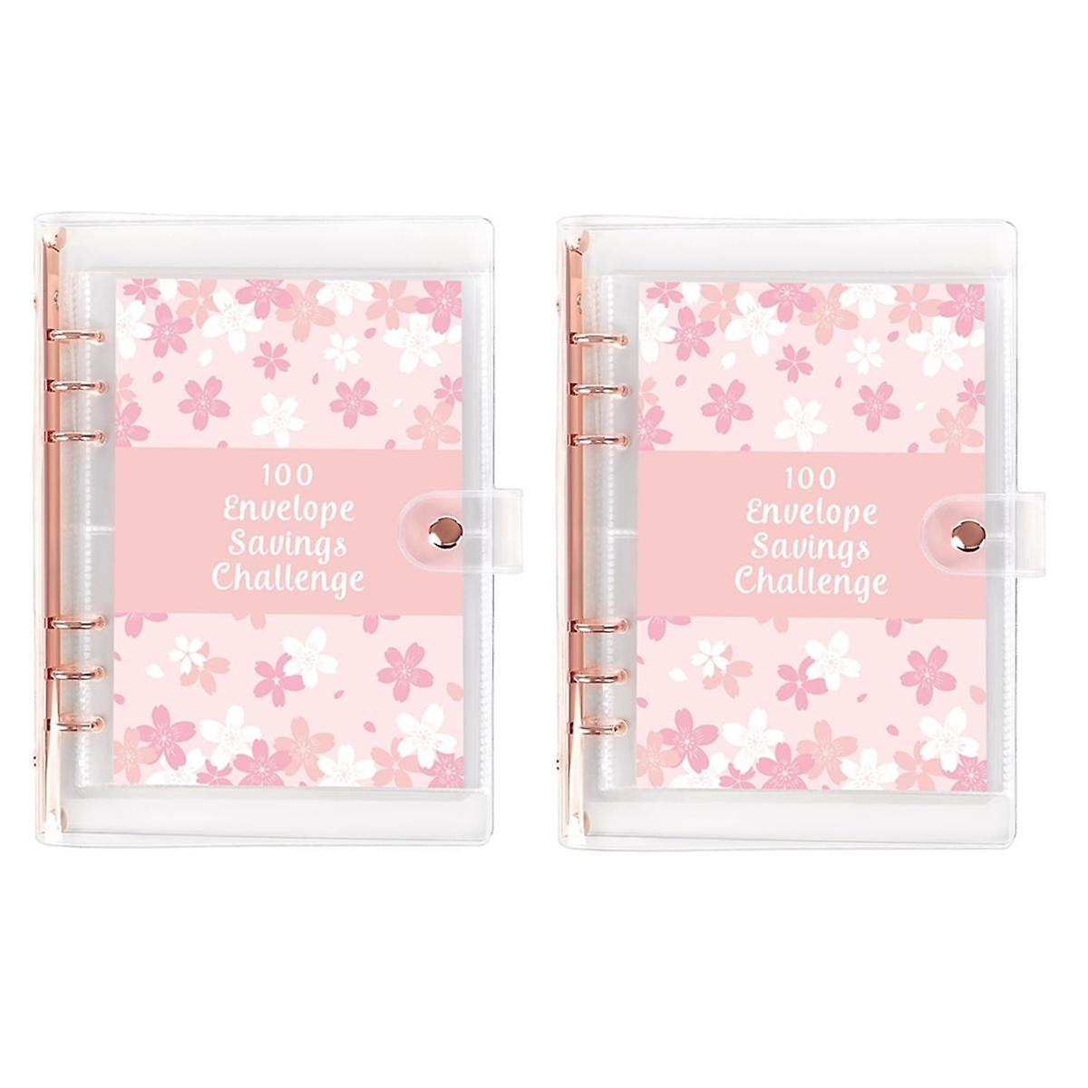 2PCS 100 Envelope Challenge Binder Easy and Fun Way to Save 5, 050 - Savings Challenges Binder, Bud