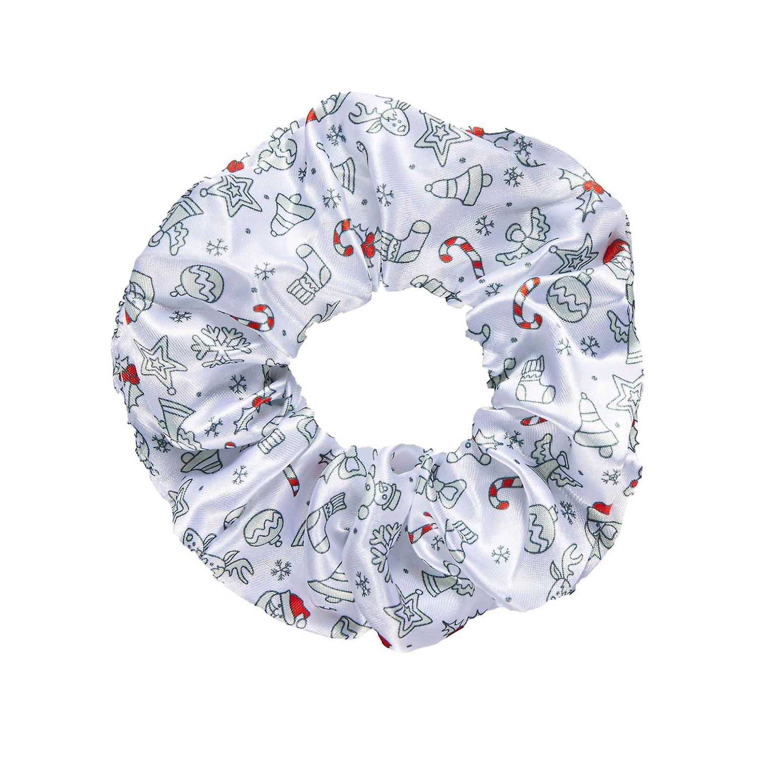 Christmas Tree Snowflake Stocking Pattern Hair Scrunchie Large Pleated Hair Rope Ponytail Elastic