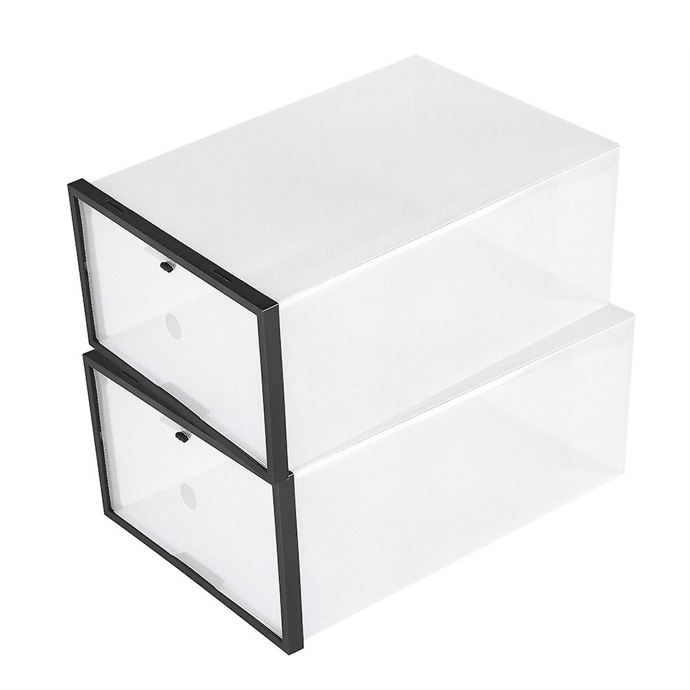 Clear Foldable Plastic Drawer Shoe Storage Case Stackable Box Organizer Black