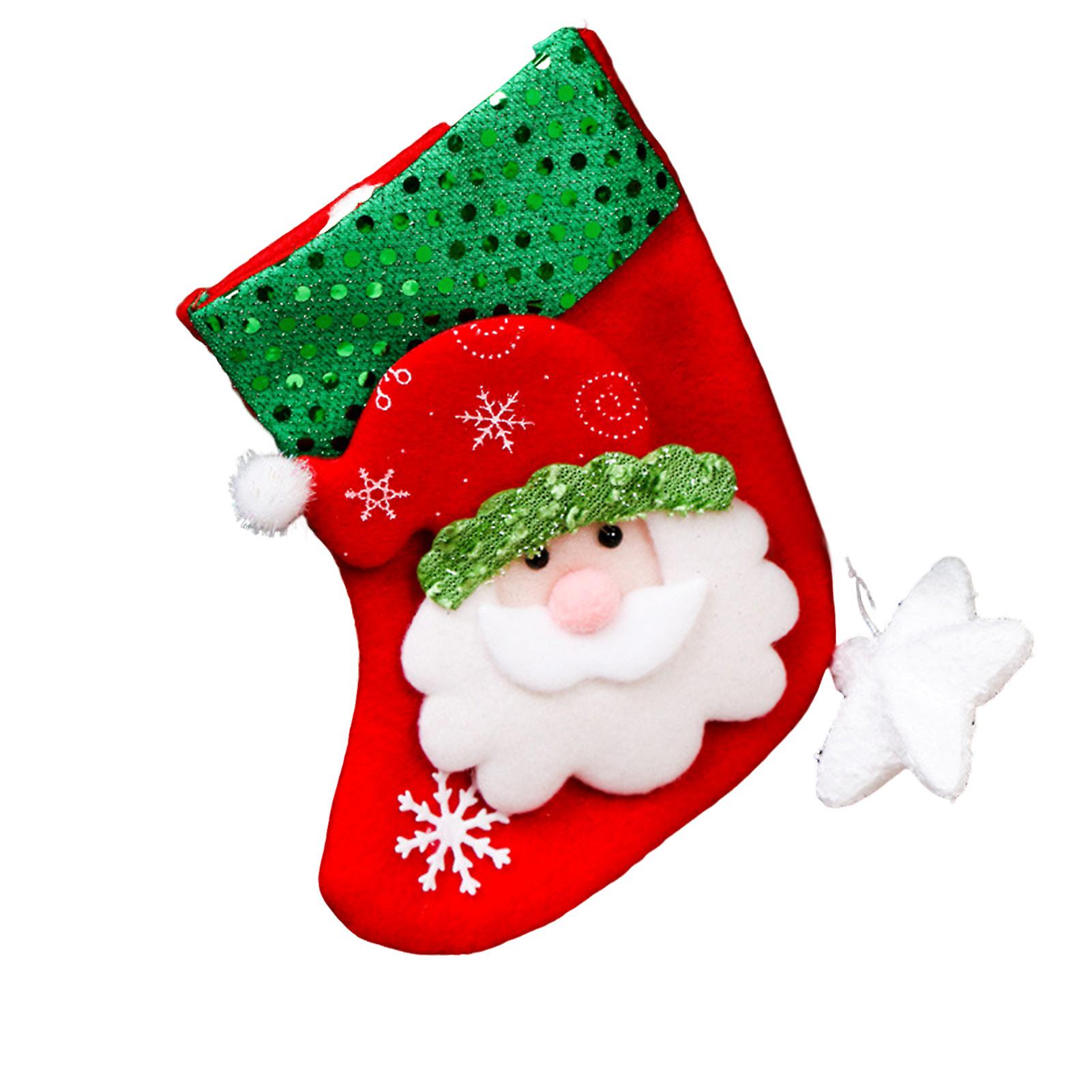 Xmas Fireplace Hanging Stockings With Lovely Pattern Shiny Green Sequins Decor For Fireplace Christmas Holiday Party Decoration
