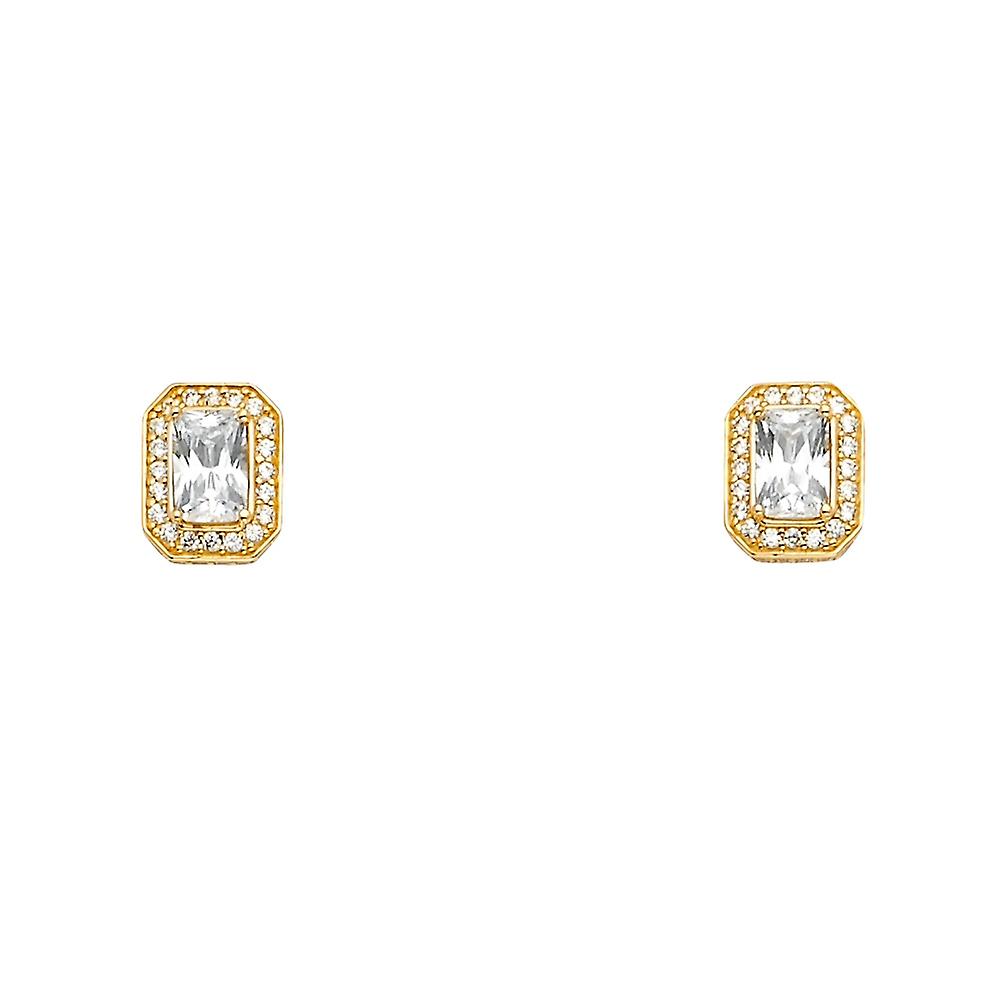 Boucles d’oreilles en zircone cubique en or jaune 14 carats ensemble de boucles d’oreilles 7x10mm pour femmes - 2,3 grammes
