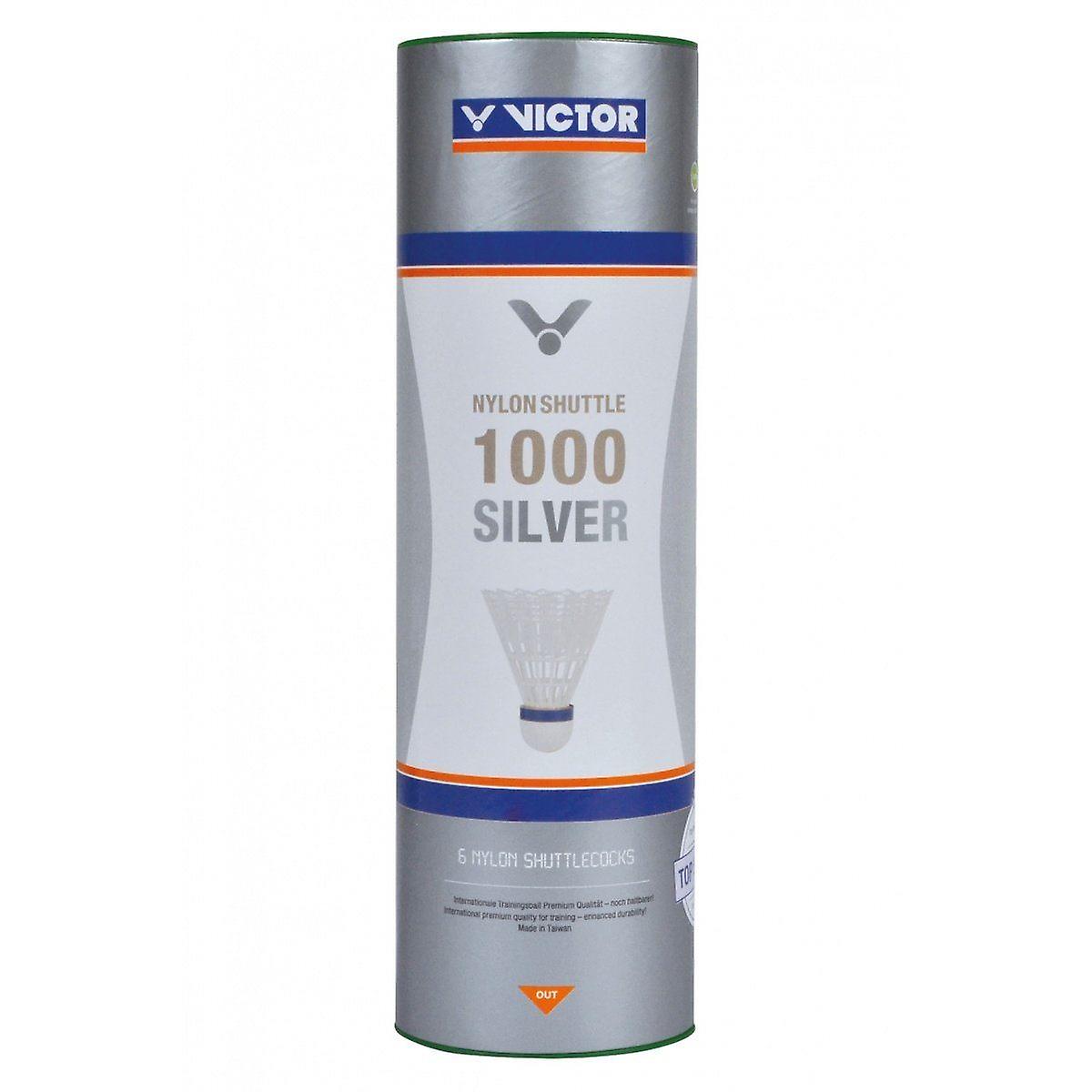 Victor Badminton Shuttlecock 1000 Silver 6PC Slow Speed Shuttle - White Nylon