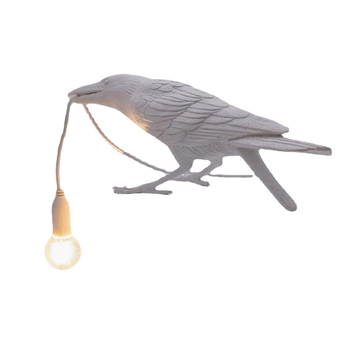 GreenZech Noir/blanc Oiseau Lampes de table Résine Corbeau Lampe de bureau Chambre à coucher Appliqu