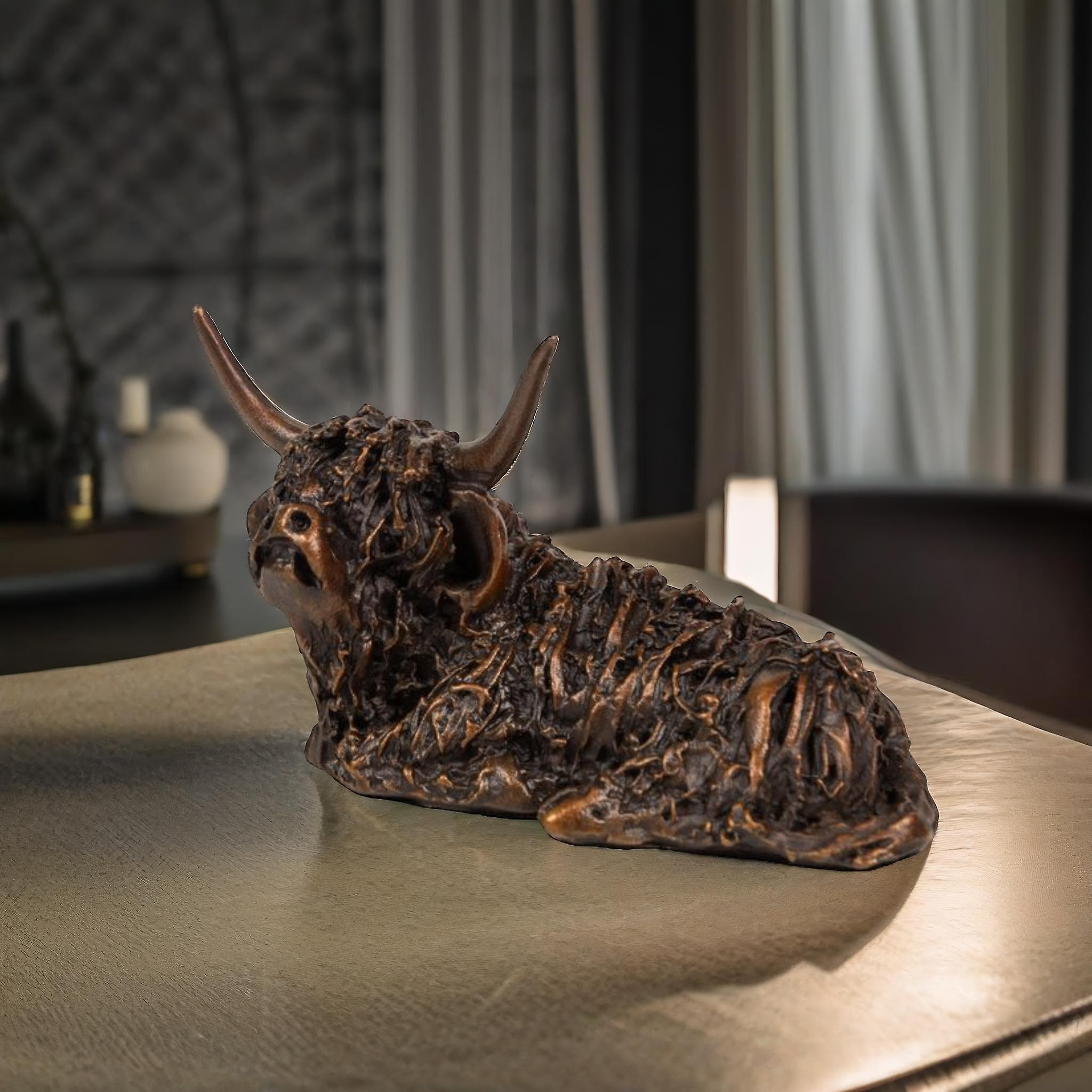 Highland Cow Looking Up Sculptures & Statues