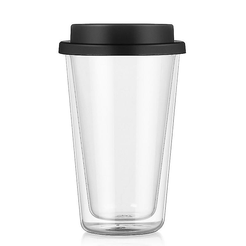 350ML γυαλί διπλού τοιχώματος με το καπάκι σιλικόνης μονωμένο Tumbler Travel ζεστό κρύο ρόφημα τσαγιού γάλα υψηλής βοριοπυριτικής κούπας καφέ φλυτζάνι γυαλιού-YKY416