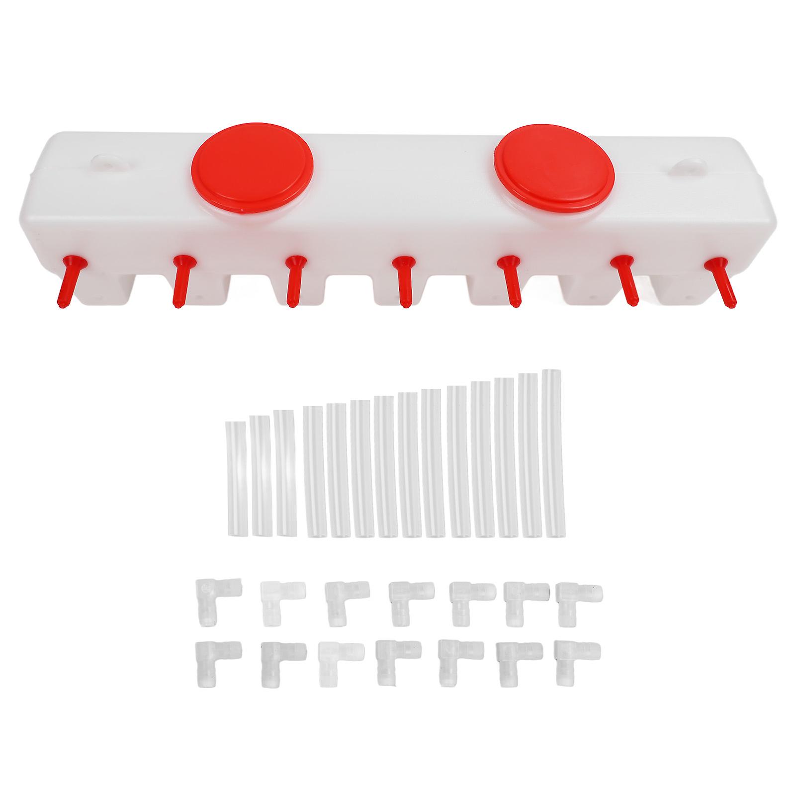 Mangeoire à 14 tétines pour agneaux, veaux, chèvres, lait, brebis, porcelets, tétine pour animaux, capacité de 9 L, type de tétine rouge
