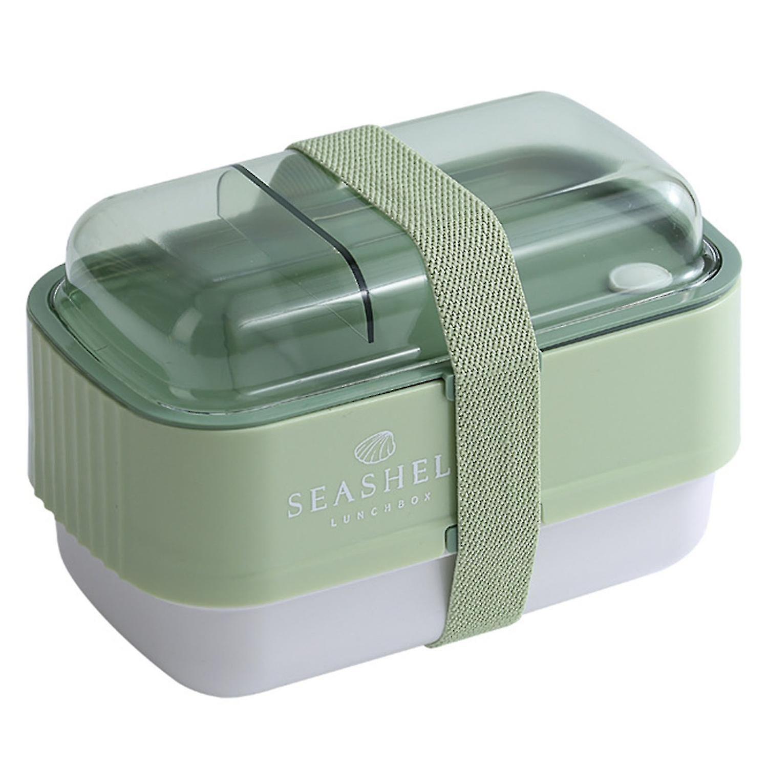 1 Set Lunch Container Double Layer Microwaveable Office Lunch Box Student Bento Box with Tableware