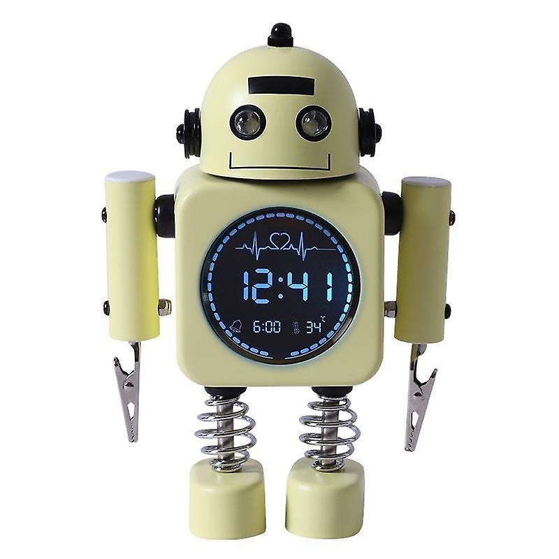 Laser Kids Retro Robot Alarm Clock Yellow - Multifunctional Educational Time Teaching Tool