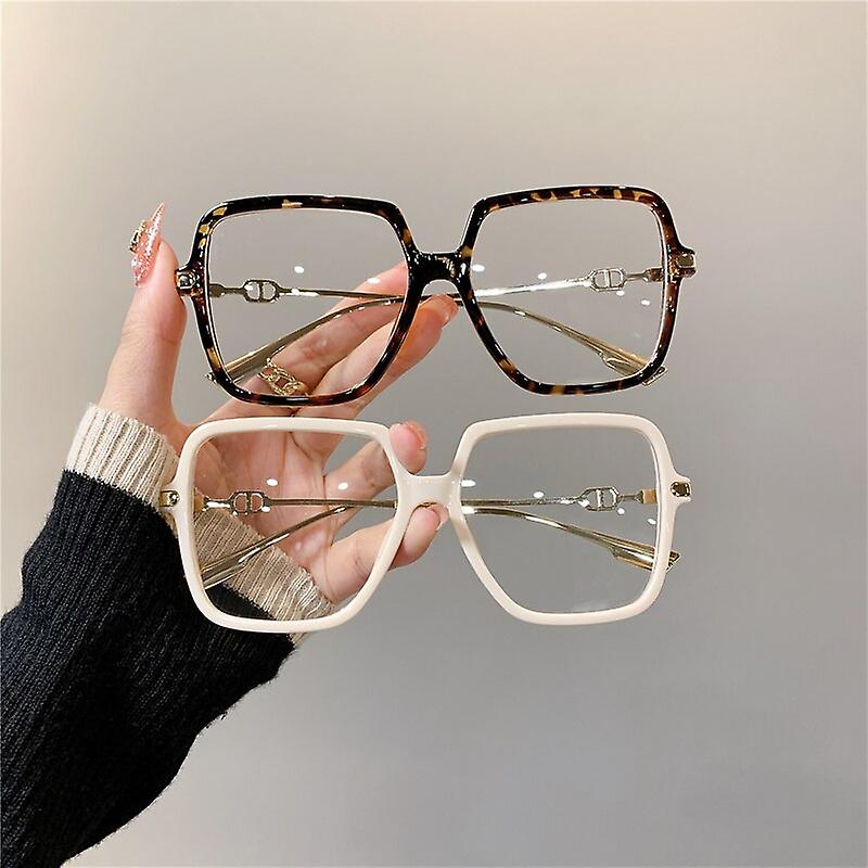 Móda Oversized Square Eyewear Retro Dámské světlo Bloking Metal Frame Brýle Trend Optické počítačové brýle