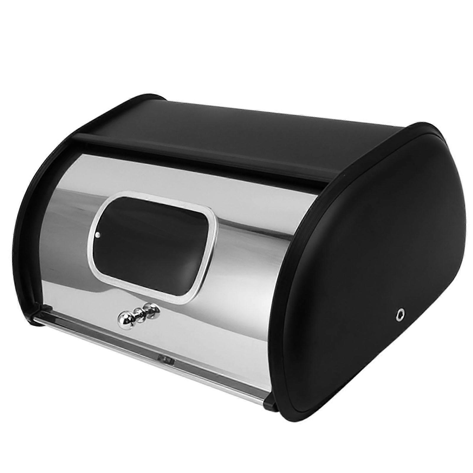 Bread Bin Bread Box Bread Holder Storage Container With Small Window for Kitchen Countertop Black 