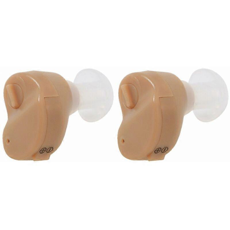 Set di 2 amplificatori acustici per anziani Amplificatore audio personale Apparecchi acustici per adulti con spazzola per la pulizia degli auricolari in silicone, modello : kaki