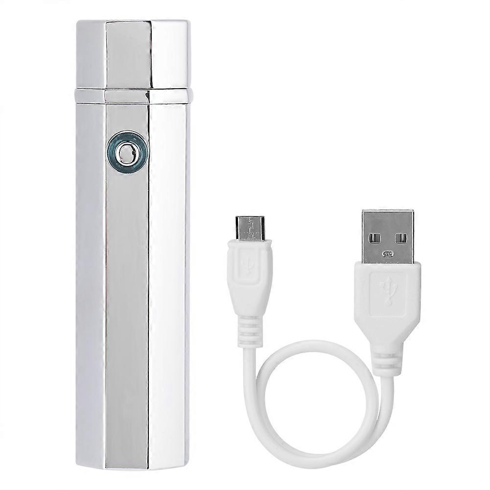 Windproof Lighter USB Rechargeable Flame-less Electronic Pulse Cigarette Lighter(Sliver)