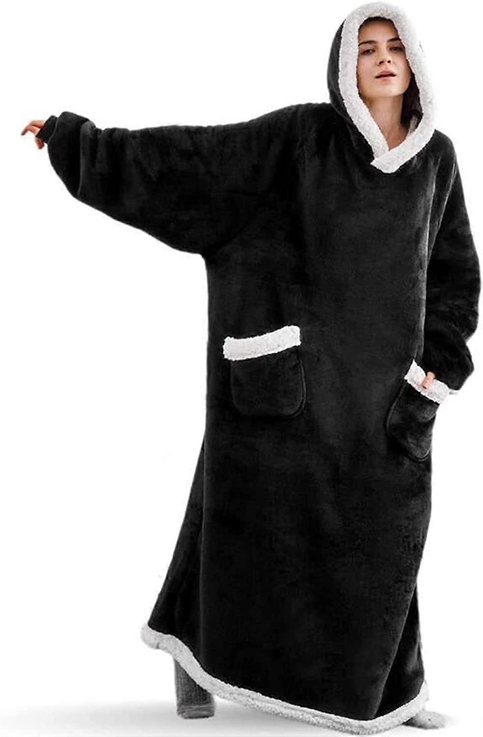 Süper Yumuşak Sıcak Polar Sweatshirt, Sherpa Astar Giyilebilir Polar Kapüşonlu Büyük Boy Battaniye Kapüşonlu Erkekler İçin Kadın Yetişkinler Gençler