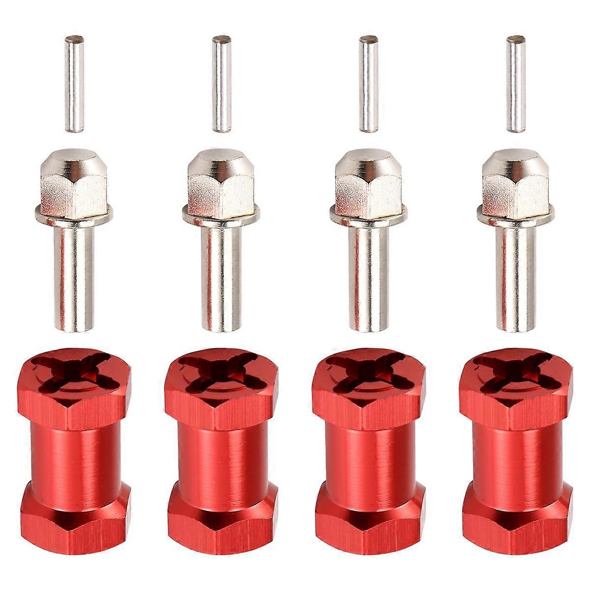 4pcs 12mm Hex Wheel Hub Drive Adaptor 20mm Extension Combiner Coupler for 1/10 RC Car Crawler SCX10 D90,Red