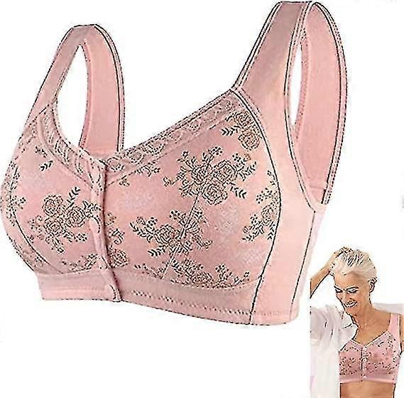 Bra For Seniors Front Closure, Cotton Front Closure Bra,Comfort Wide Shoulder Straps Cotton Front Closure Bra