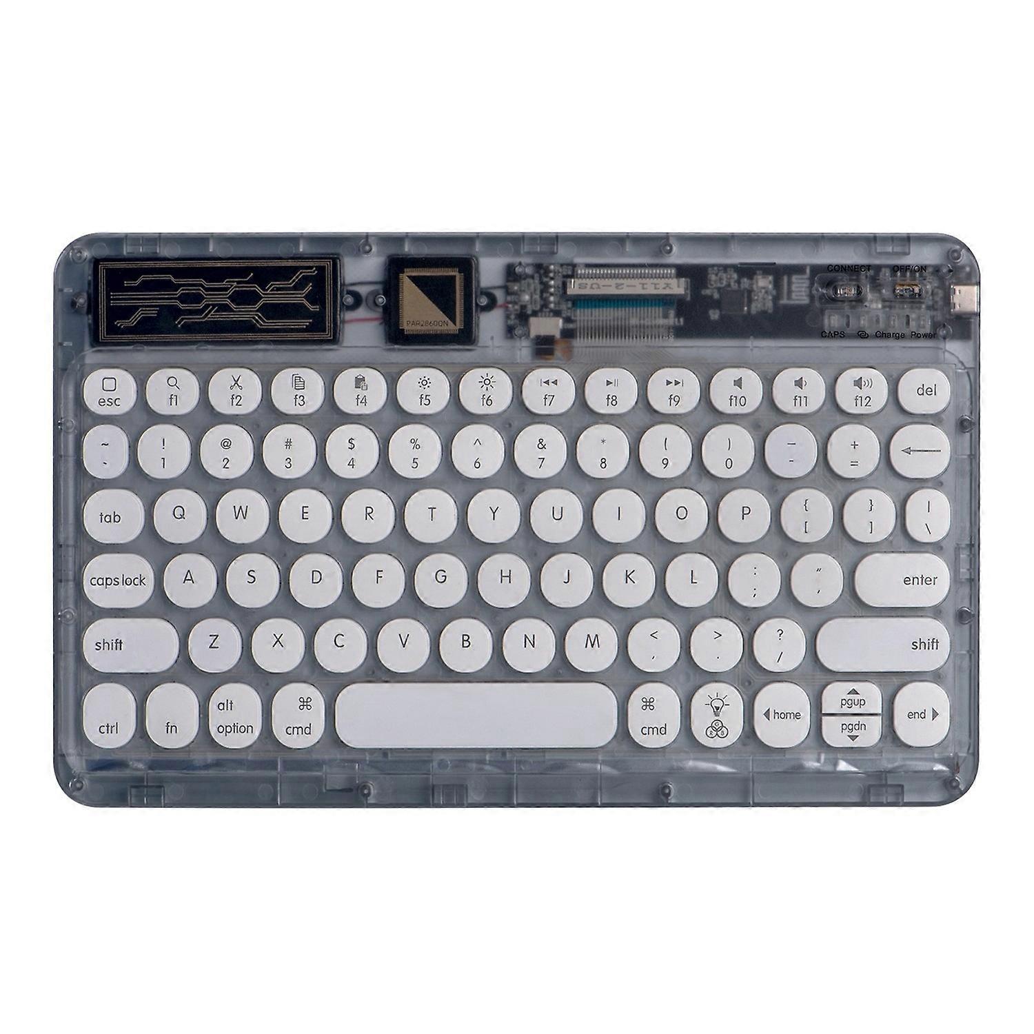 0303D Portable Bluetooth Keyboard Round Keycap Crystal Wireless Keyboard with Colorful Backlit - Gre