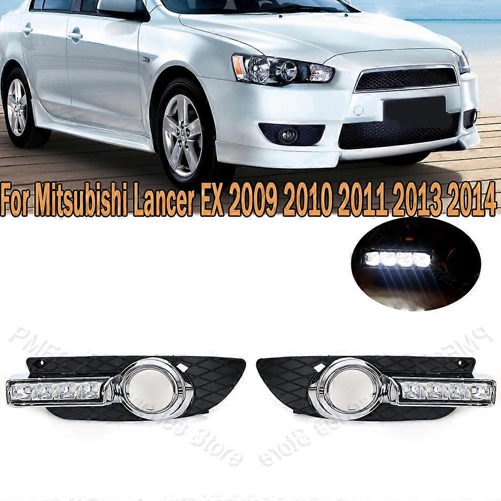 For Car LED DRL Daytime Running Lamp Fog Light Grille Bright Lights Front Headlight For Mitsubishi Lancer EX 2009 2010 2011-2014