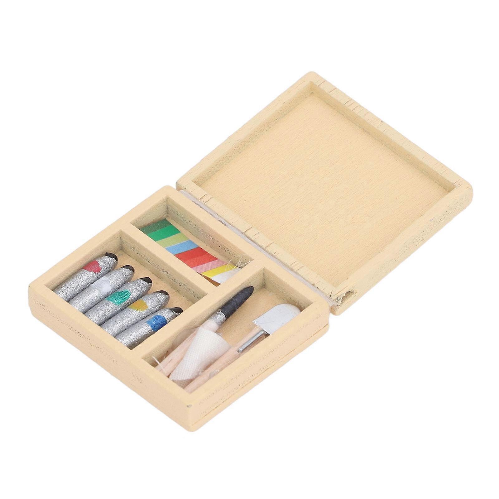 Watercolor Box Miniature Rugged Safe Reliable Natural Wood DIY Decoration for Skill Development