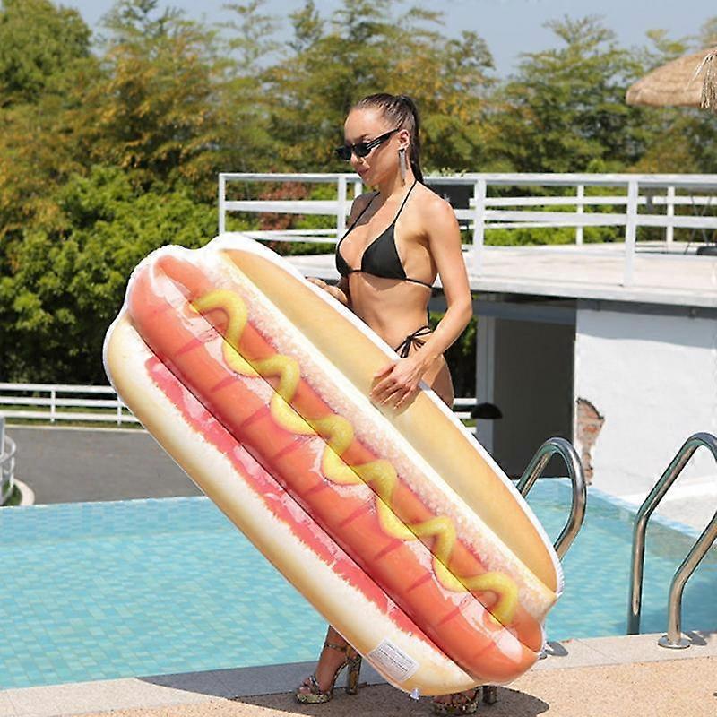 Hotdog Inflatable Floating Swimming Pool Floatie Toys For Fun Sunbathing Ride-On Giant Beach Party