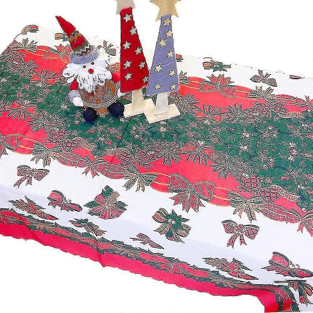 Rectangle Christmas Table Cloth, Washable Printed Table Cover, Bow Tie