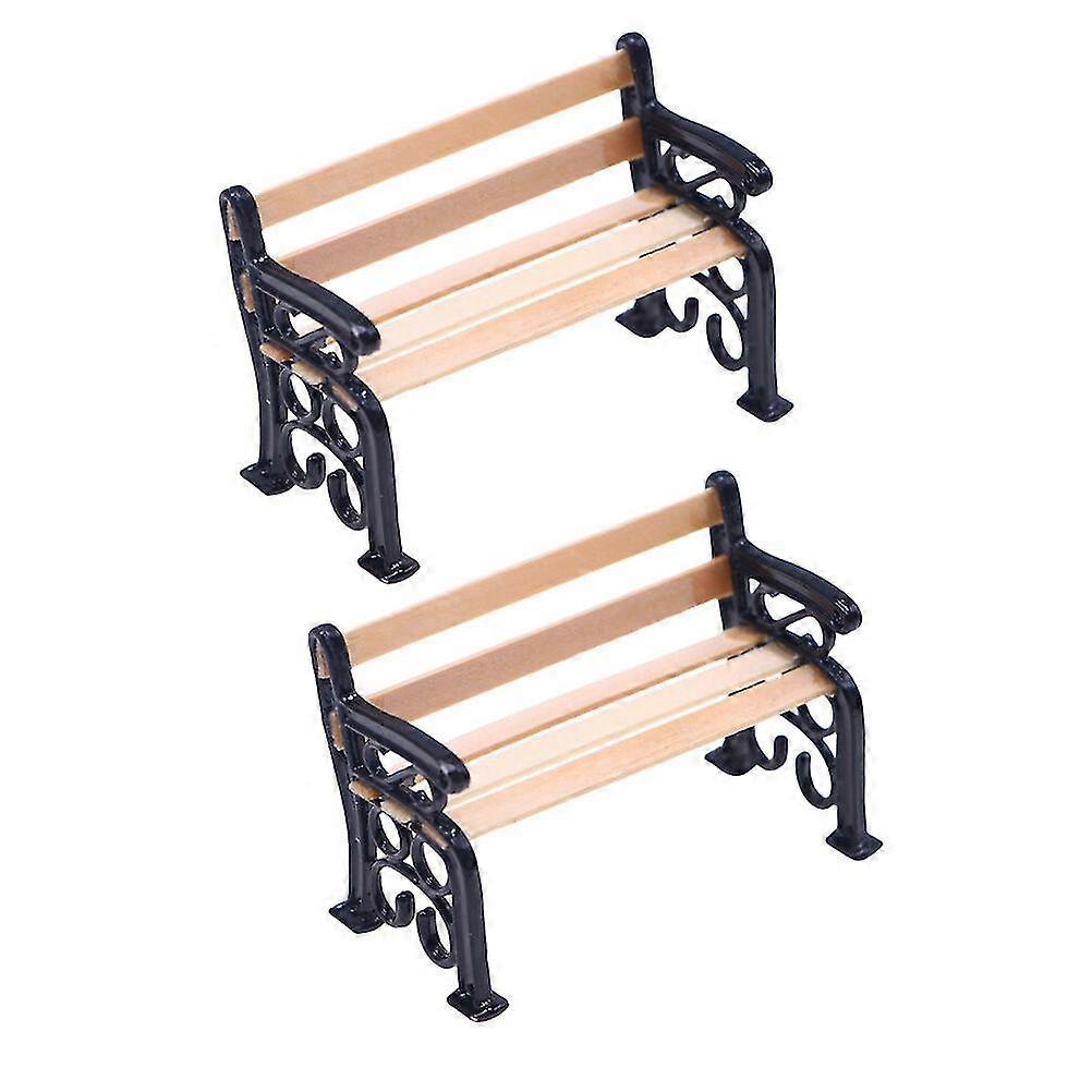 2pcs Miniature Banc Modèle Mini Parc Mise En Page Décoration Maison De Poupée Mini Banc Modèle Maison De Poupée Jouet