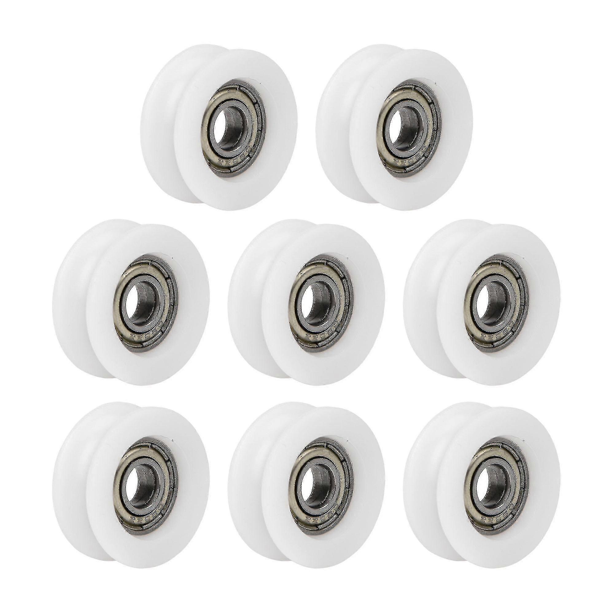 8x Polia de Rolamento 0,24x0,94x0,35 polegadas Branca para Porta de Correr e Janela
