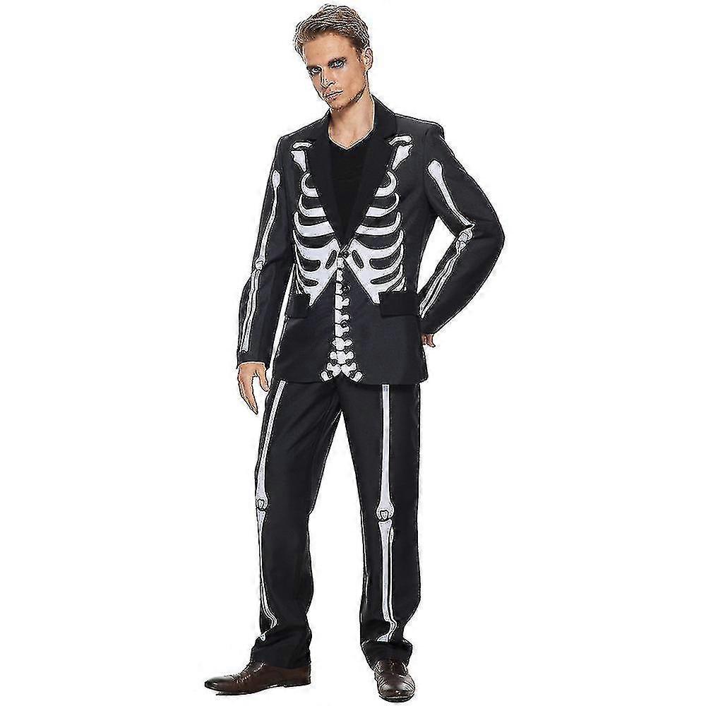 Herren Anzug Halloween Totenkopf Anzug Print Skelett Blazer Knochen Hose Zweiteilige Scare Party Kostüm